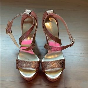 Auth Jimmy Choo size 36.5 gold espadrilles shoes